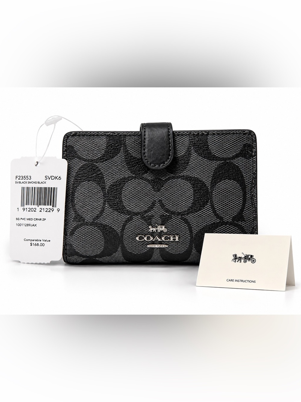 Coach Black Signature Canvas Snap Wallet